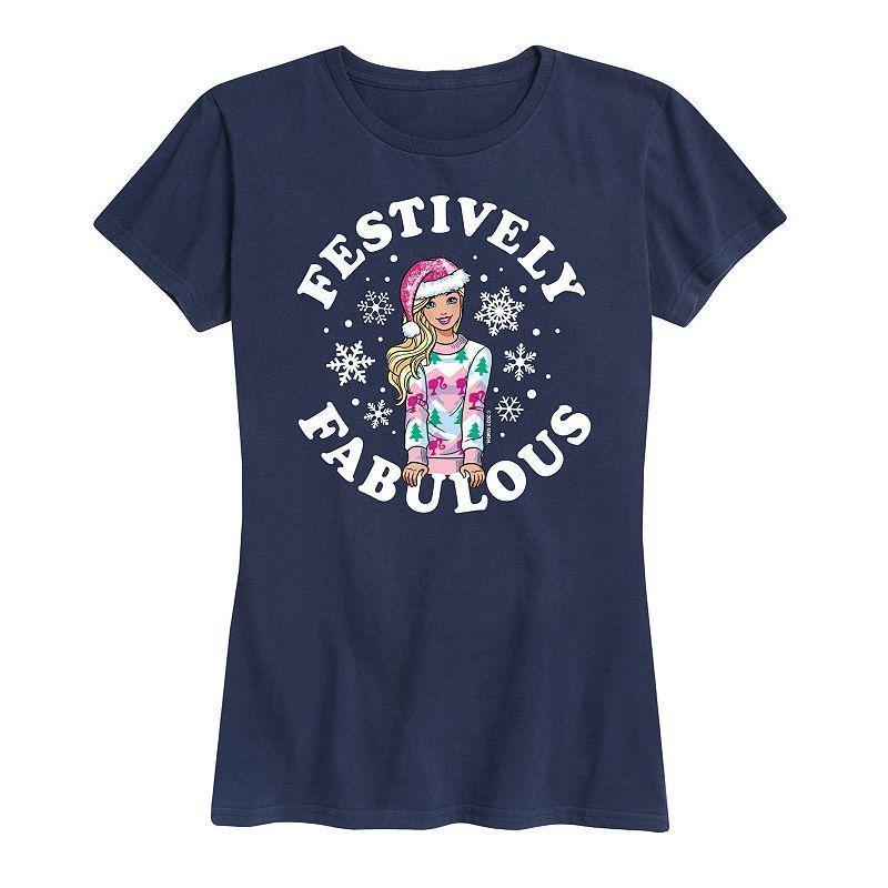 Womens Barbie Festively Fabulous Graphic Tee, Girls Blue product image