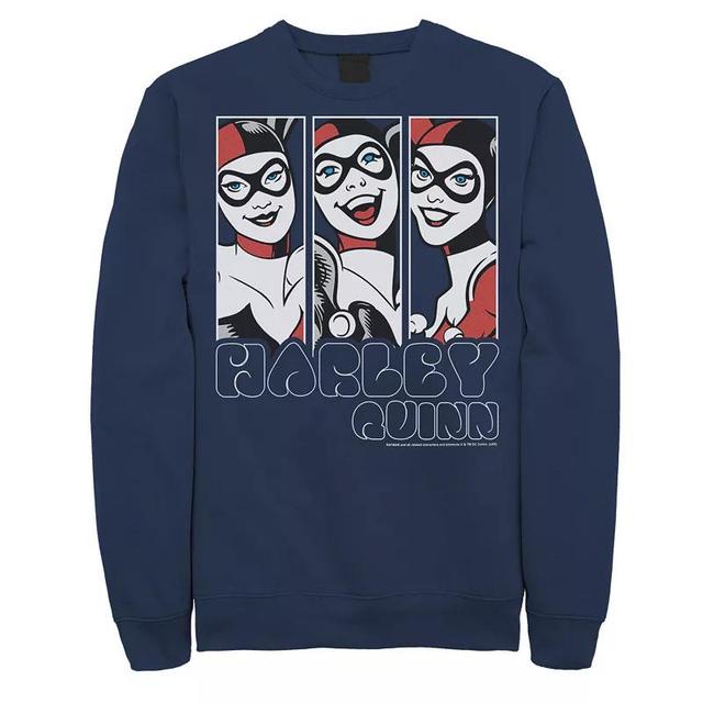 Mens Batman Harley Quinn Vintage Portrait Panel Sweatshirt Blue Product Image