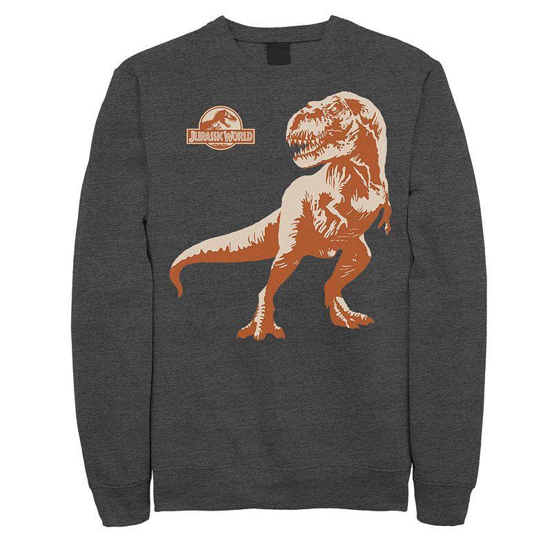 Mens Jurassic Park Orange Hue T-Rex Portrait Logo Graphic Fleece Pullover Blue Product Image