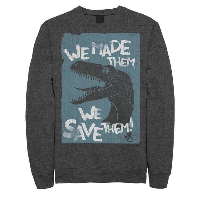 Mens Jurassic World Two We Made Them We Save Them Sweatshirt Grey Product Image