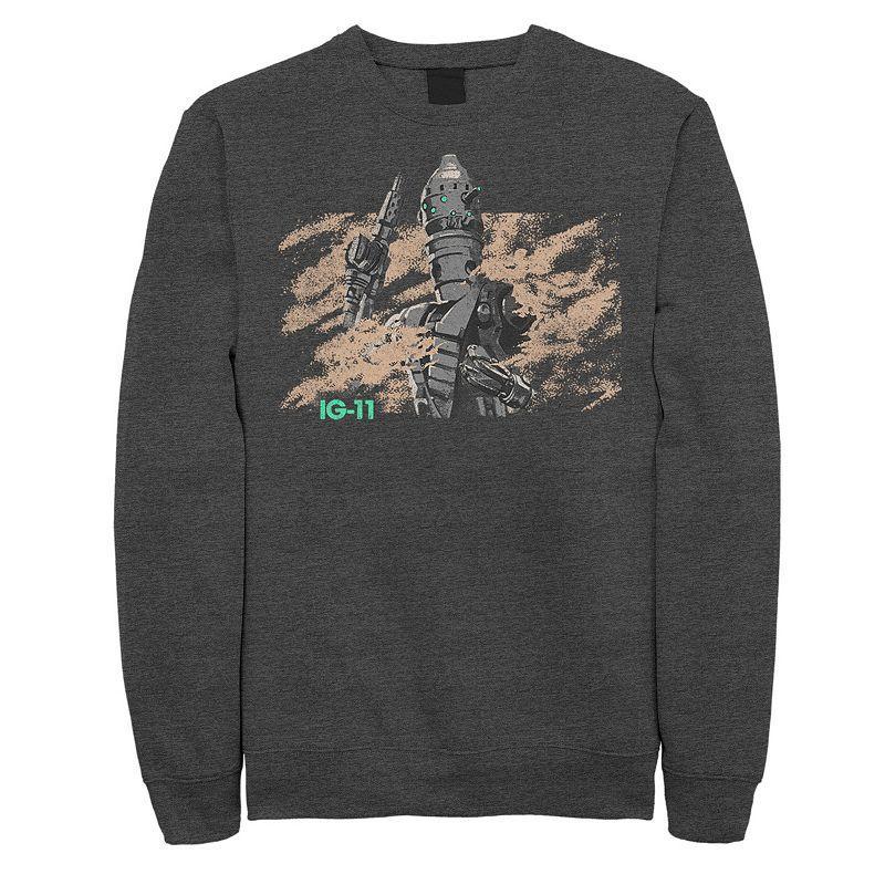 Mens Star Wars The Mandalorian IG-11 Dusty Droid Graphic Fleece Pullover Grey Heather Product Image