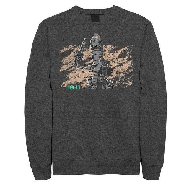 Mens Star Wars The Mandalorian IG-11 Dusty Droid Graphic Fleece Pullover Grey Heather Product Image