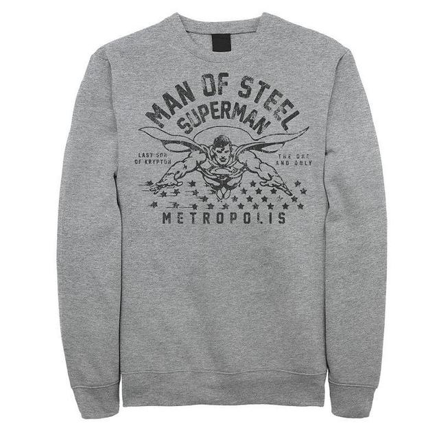 Mens DC Comics Superman Man Of Steel Line Art Portrait Sweatshirt Athletic Grey Product Image