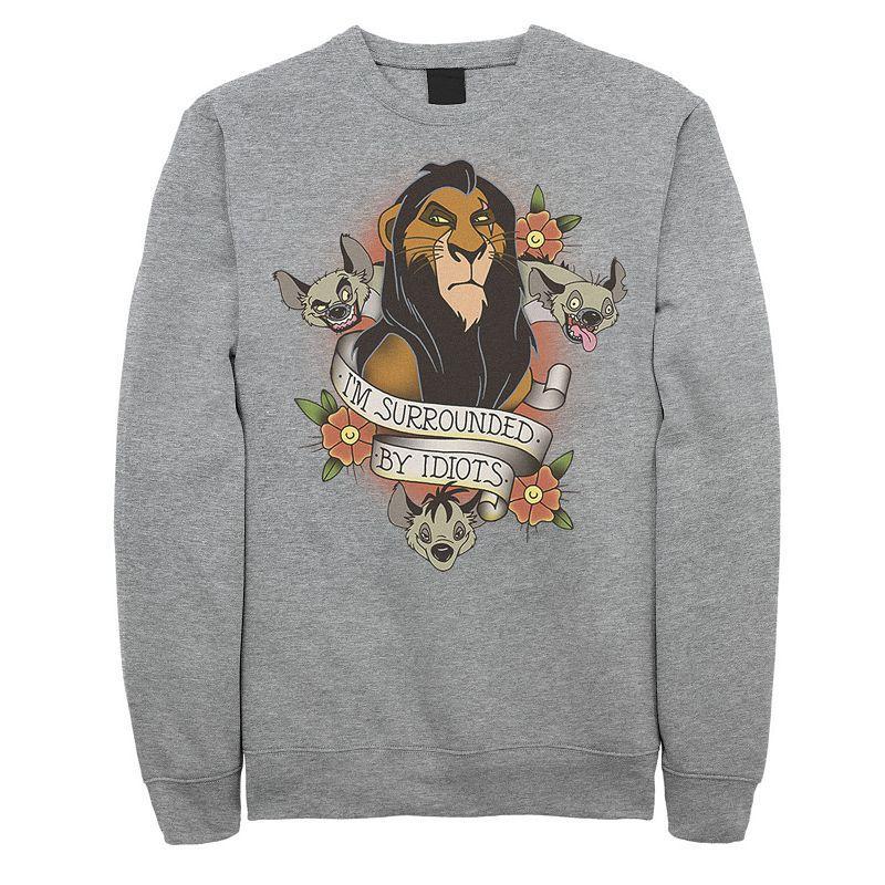 Disney Mens Lion King Scar Surrounded by Idiots Tattoo, Crewneck Fleece Product Image