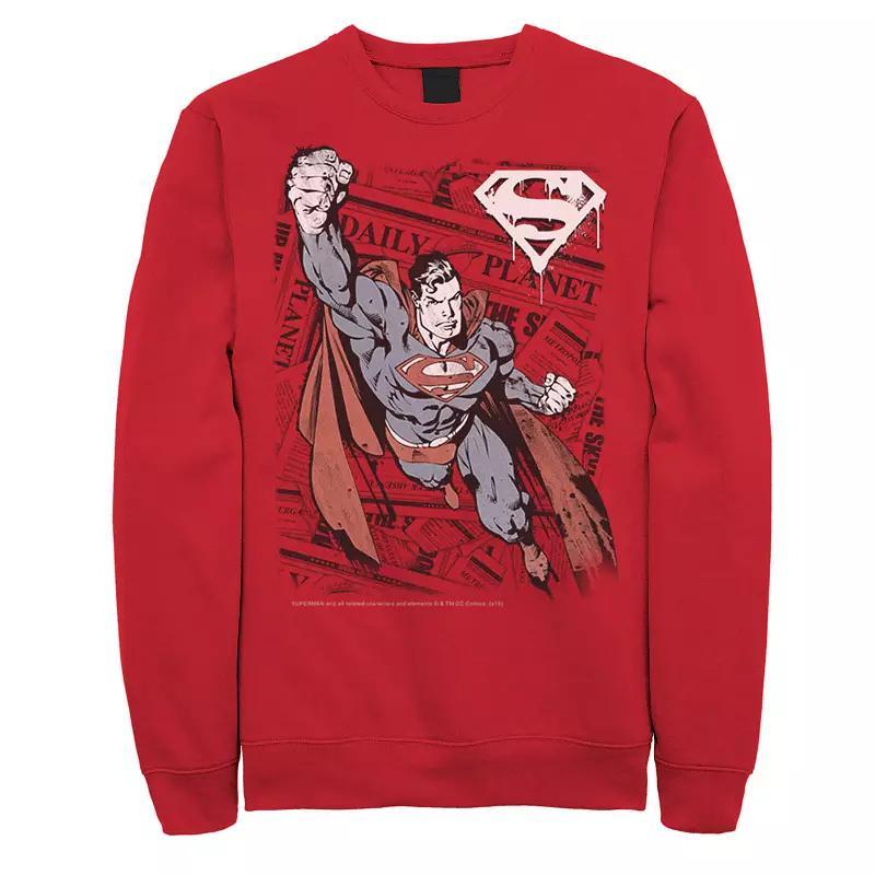 Mens DC Comics Superman Daily Planet Background Poster Sweatshirt Product Image