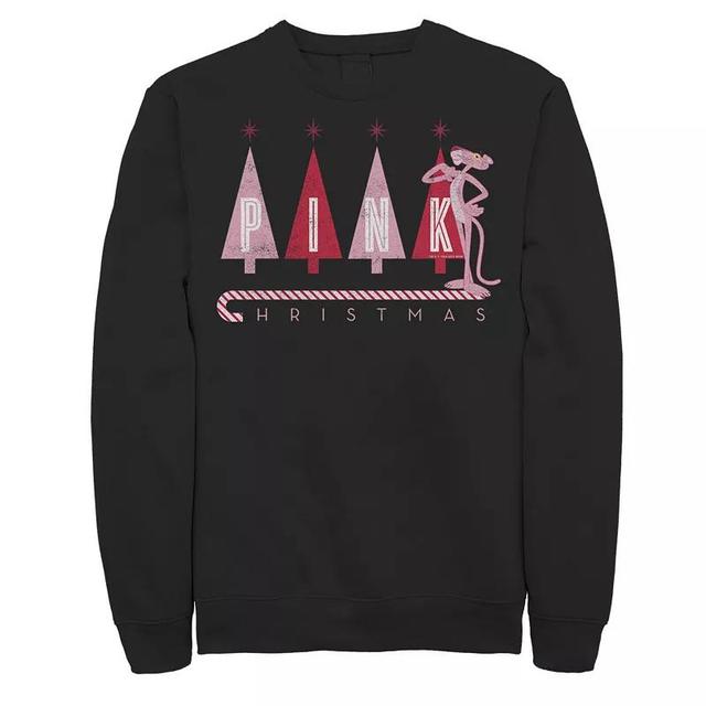 Mens Pink Panther Pink Christmas Portrait Graphic Fleece Pullover Product Image