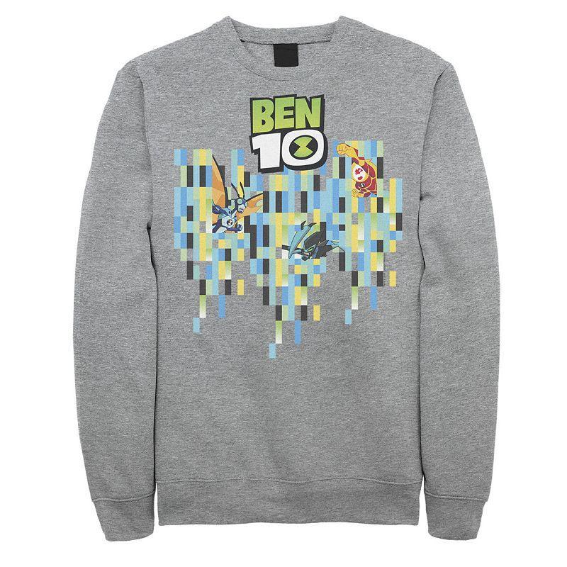 Mens Ben 10 Aliens Pixel Background Sweatshirt Athletic Grey Product Image