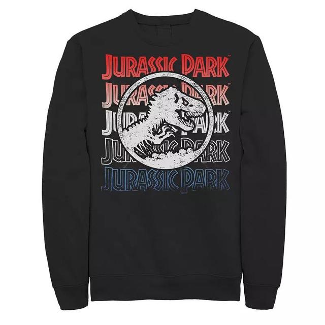 Mens Jurassic Park Red White And Blue Title Graphic Graphic Sweatshirt Product Image