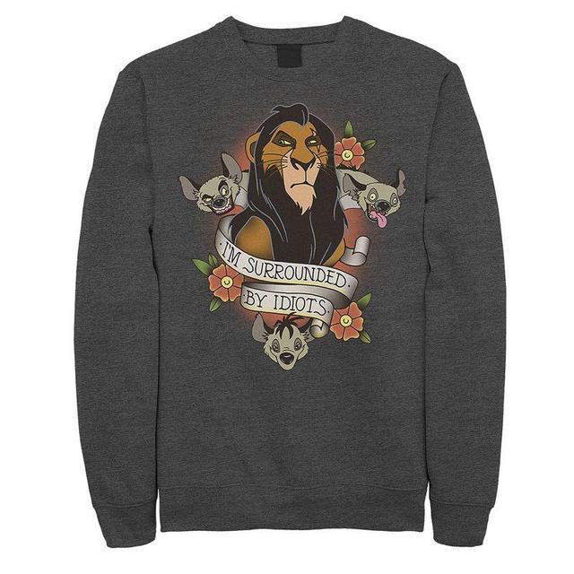 Disneys The Lion King Mens Scar With Hyenas Surrounded By Idiots Graphic Fleece Pullover Blue Product Image