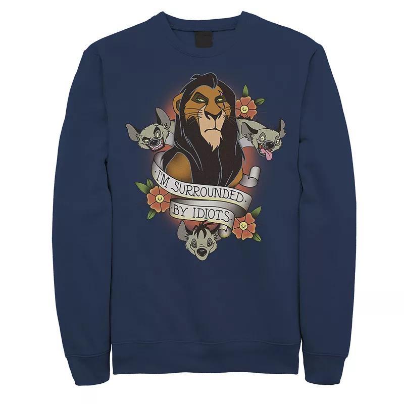 Disney Mens Lion King Scar Surrounded by Idiots Tattoo, Crewneck Fleece Product Image