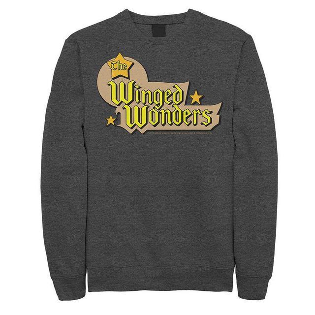 Mens DC Comics The Winged Wonders Text Logo Sweatshirt Athletic Grey Product Image