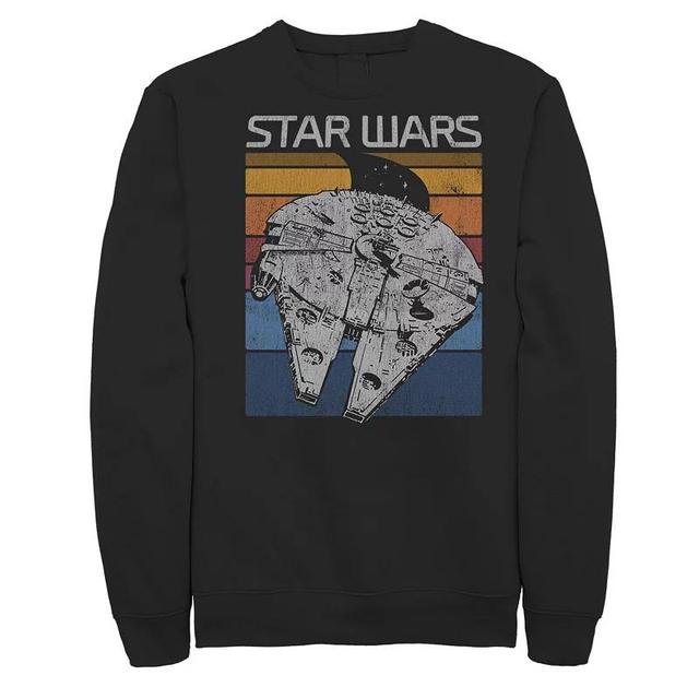 Mens Star Wars Millennium Falcon Retro Lines Poster Sweatshirt Product Image