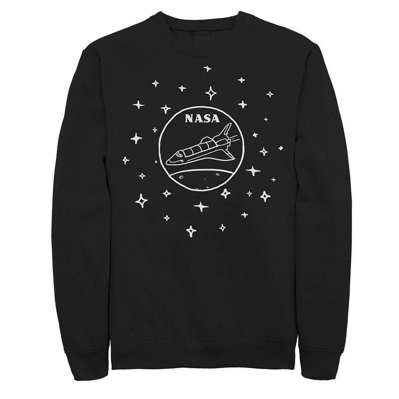 Mens NASA Shuttle Stars Doodle Logo White Sketch Sweatshirt Product Image