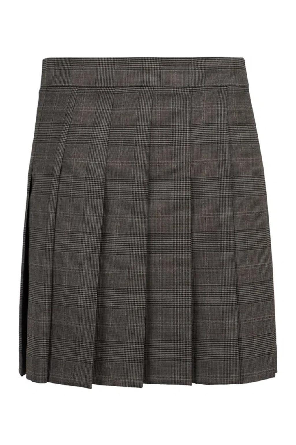 MAX MARA Studio Checked Pleated Skirt In Grey Product Image