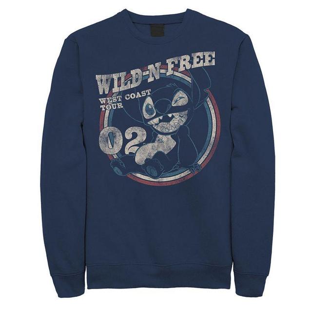 Disneys Lilo & Stitch Mens Wild N Free Stitch Americana Sweatshirt Blue Product Image