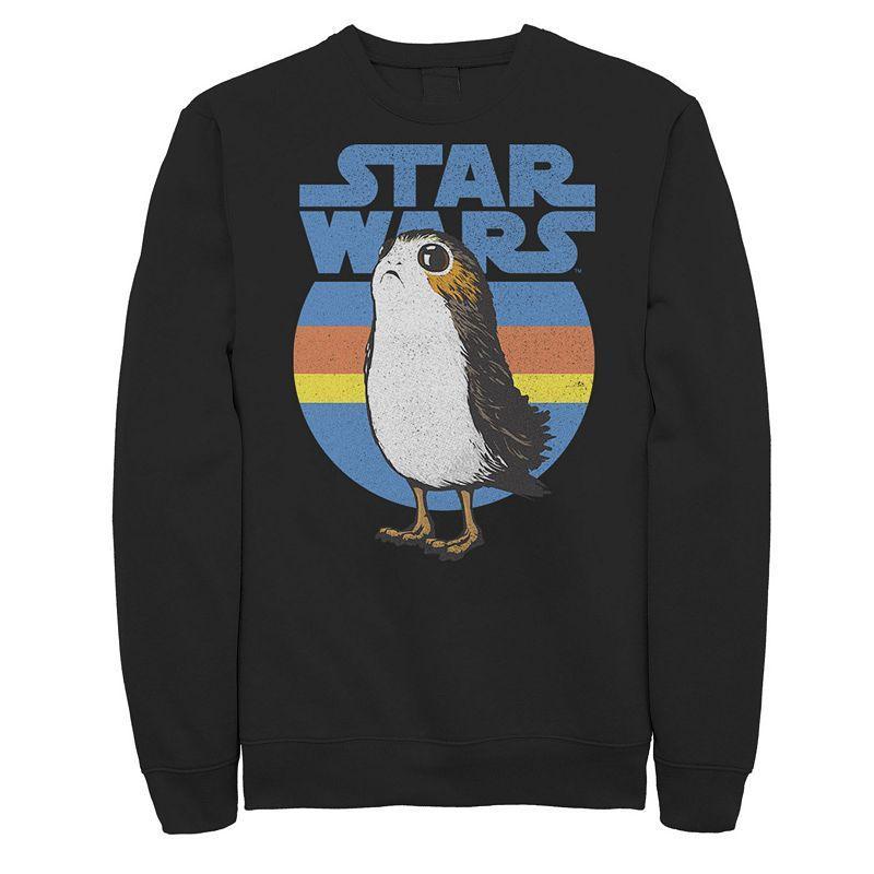 Mens Star Wars Last Jedi Porg Retro Stripes Logo Sweatshirt Product Image