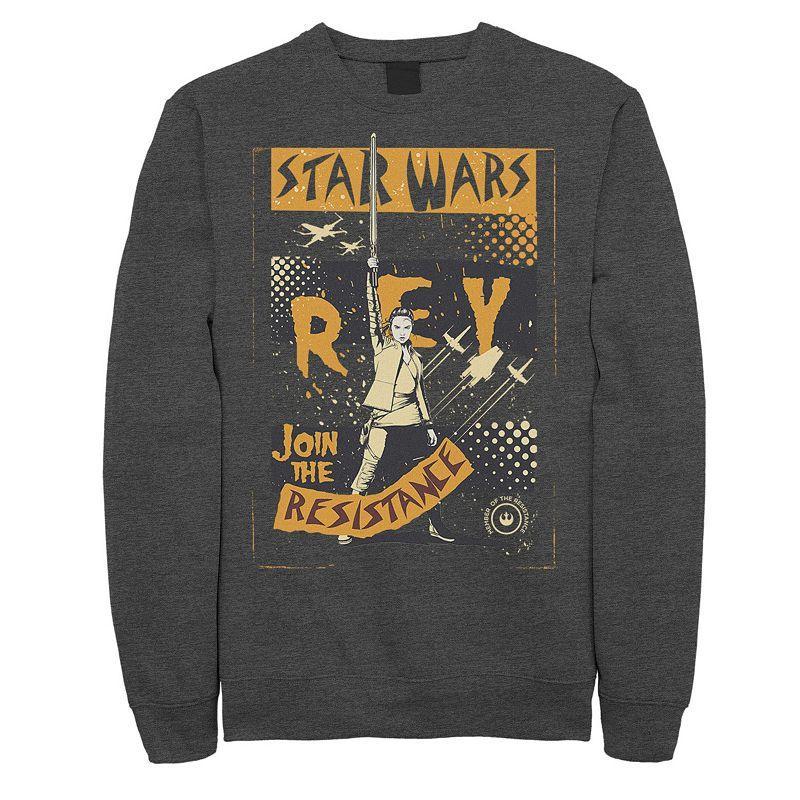 Mens Star Wars: The Last Jedi Rey Propaganda Sweatshirt Grey Heather Product Image