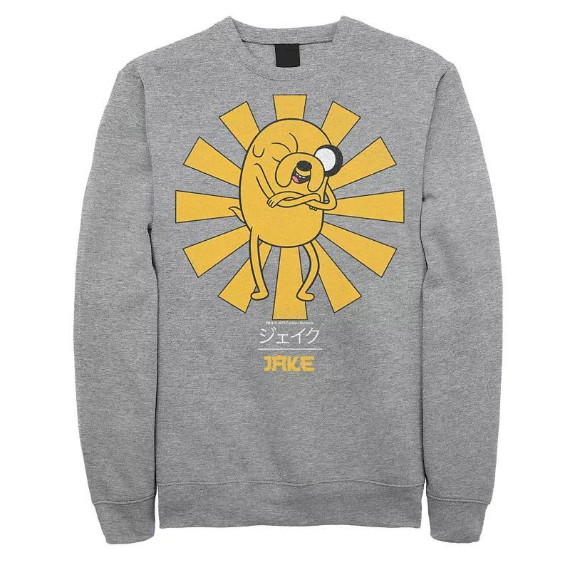 Mens Adventure Time Jake The Dog Kanji Portrait Pullover Fleece Athletic Grey Product Image