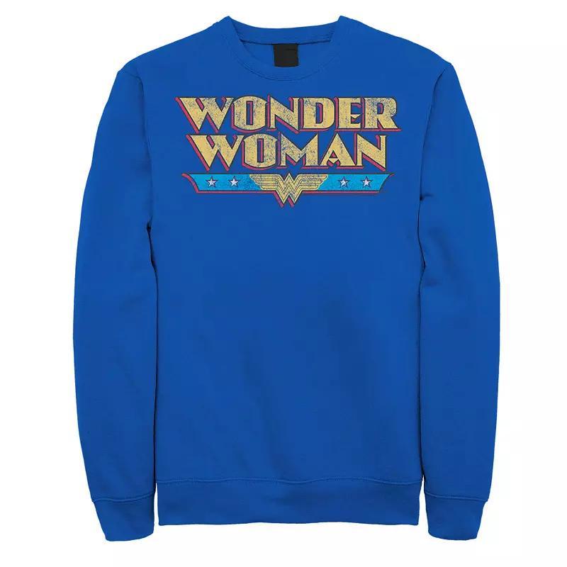 Mens DC Comics Wonder Woman Vintage Distressed Logo Sweatshirt Product Image