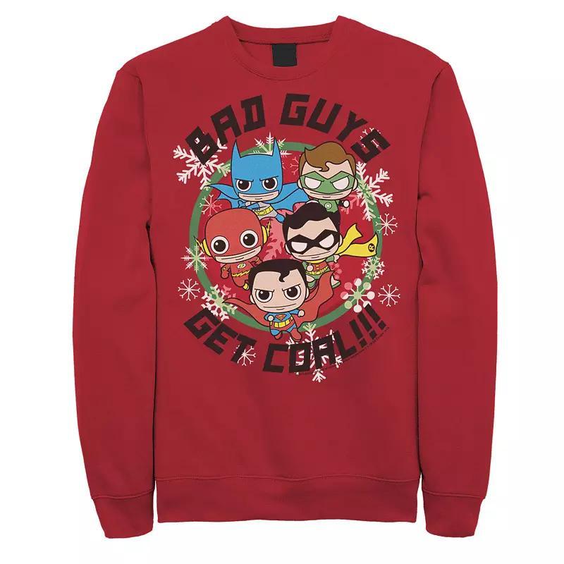 Mens DC Comics Justice League Bad Guys Get Coal Christmas Fleece Red Product Image