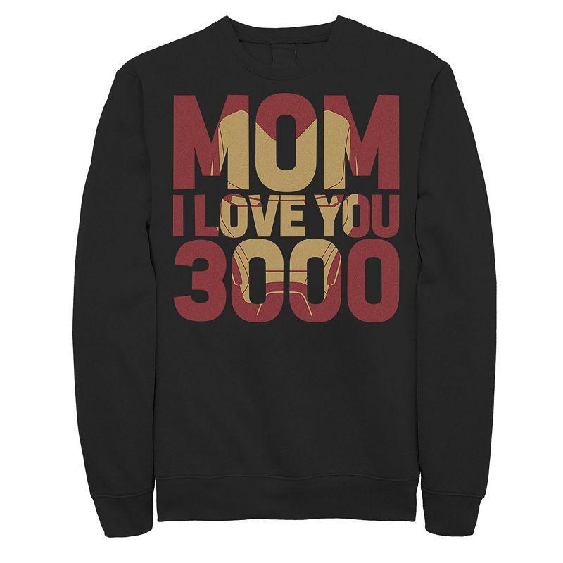 Mens Marvel Avengers Endgame Mom I Love You 3000 Iron Man Fill Sweatshirt Black Product Image