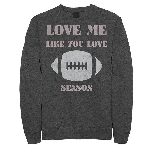 Mens Love Me Like You Love Football Season Graphic Fleece Pullover Grey Heather Product Image