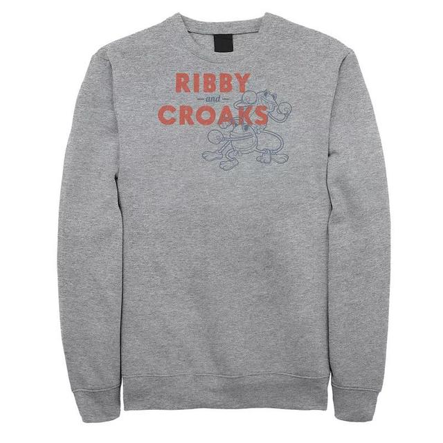 Big & Tall Cuphead Ribby And Croaks Outline Sweatshirt, Mens Athletic Grey Product Image