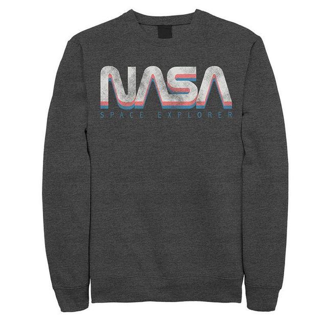 Mens NASA Official Space Explorer Retro Logo Sweatshirt Dark Grey Product Image