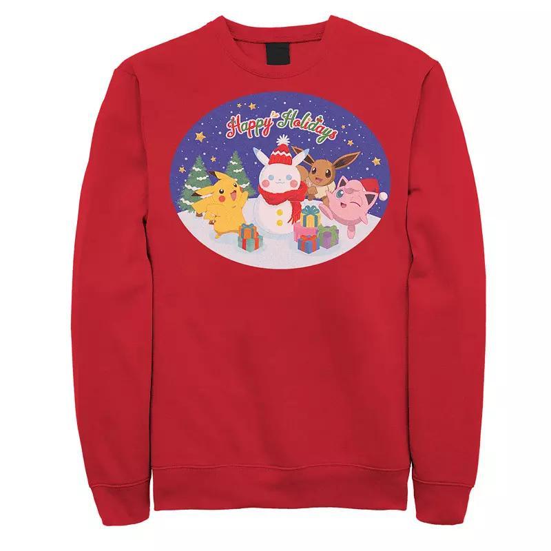 Mens Pokemon Happy Holidays Pikachu Jigglypuff Eevee Sweatshirt Product Image