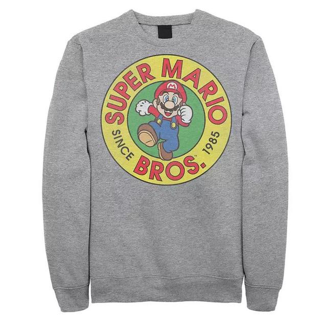 Big & Tall Super Mario Bros Since 1985 Badge Graphic Fleece Pullover, Mens Athletic Grey Product Image