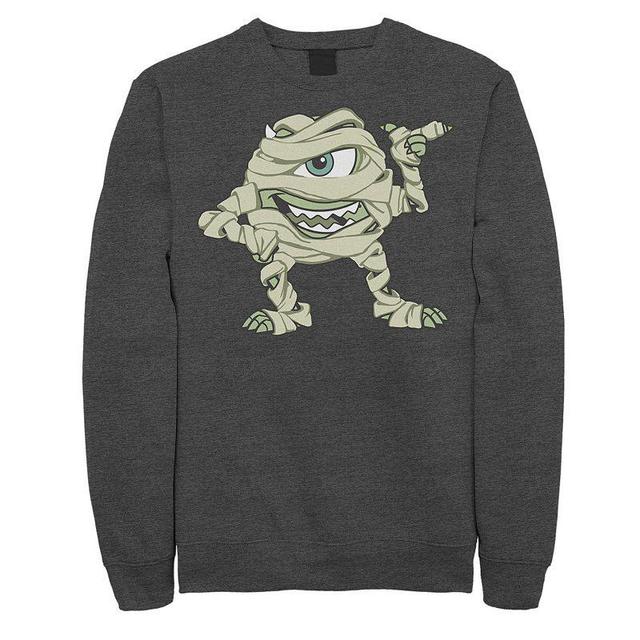 Disney / Pixars Monsters Inc. Mens Mike The Mummy Portrait Graphic Fleece Pullover Grey Heather Product Image