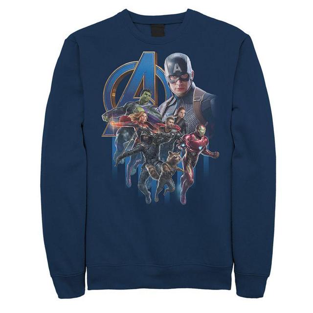 Mens Marvel Avengers Endgame Group Action Pose Poster Sweatshirt Blue Product Image