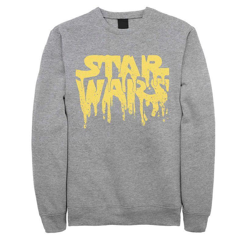 Mens Star Wars Melted Logo Fleece Sweater Athletic Grey Product Image