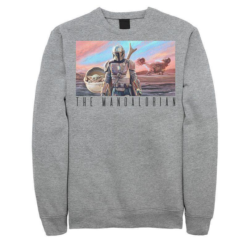 Mens The Mandalorian Colorful Poster Sweatshirt Athletic Grey Product Image