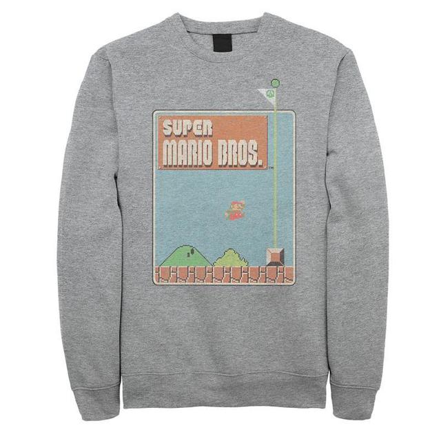 Mens Super Mario Bros Retro Game Box Sweatshirt Athletic Grey Product Image