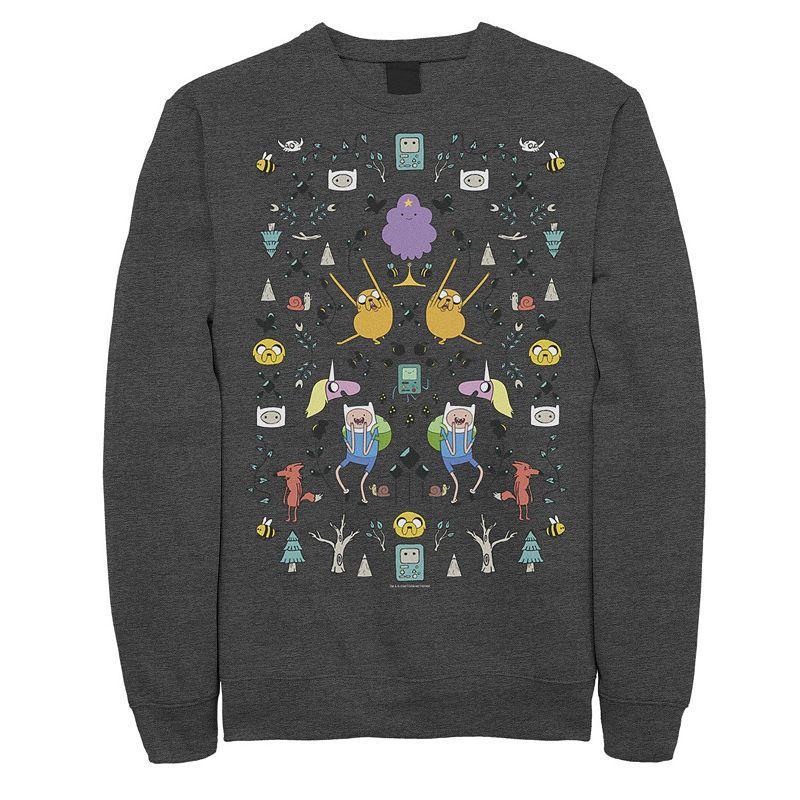 Mens Cartoon Network Adventure Time Character Icon Collage Sweatshirt Athletic Grey Product Image