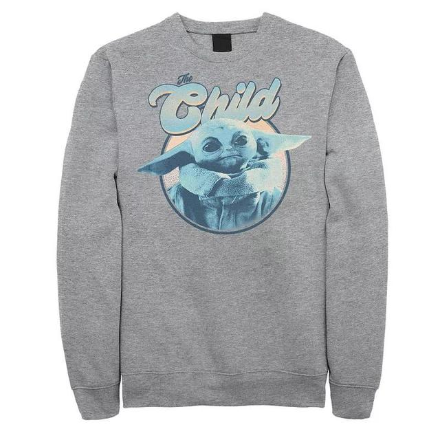 Big & Tall Star Wars: The Mandalorian The Child Retro Portrait Blue Hue Sweatshirt, Mens Athletic Grey Product Image