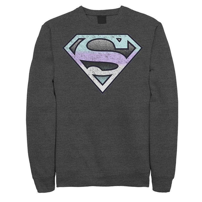 Mens DC Comics Suerman Gradient Pastel Logo Sweatshirt Grey Heather Product Image