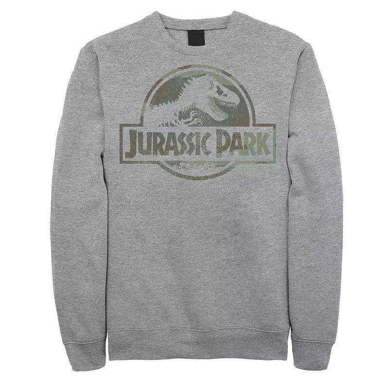 Mens Jurassic World Two Dinosaur Beach Retro Sweatshirt Athletic Grey Product Image