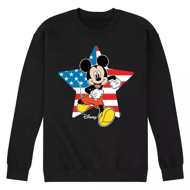 Disneys Mickey Mouse Mens USA Flag Fleece Sweatshirt Blue Product Image