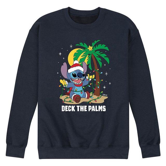 Disneys Lilo & Stitch Mens Deck The Palms Fleece Sweatshirt Blue Product Image