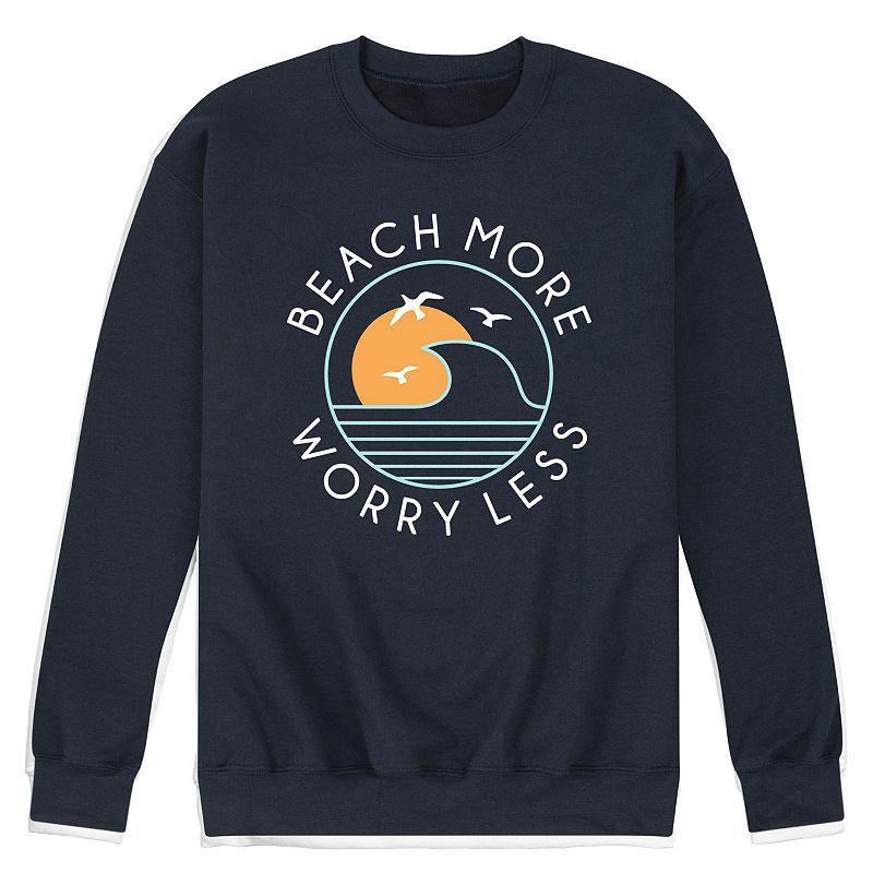 Mens Beach More Worry Less Graphic Fleece Sweatshirt Product Image