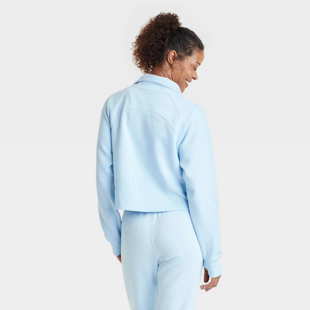 Women's Fleece Half Zip Pullover Sweatshirt - All In Motion™ Blue XS Product Image