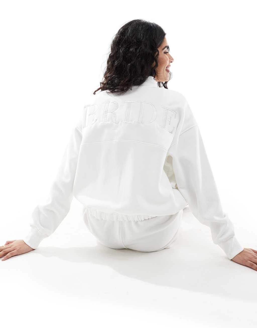 Six Stories Bride half zip sweatshirt in ivory Product Image