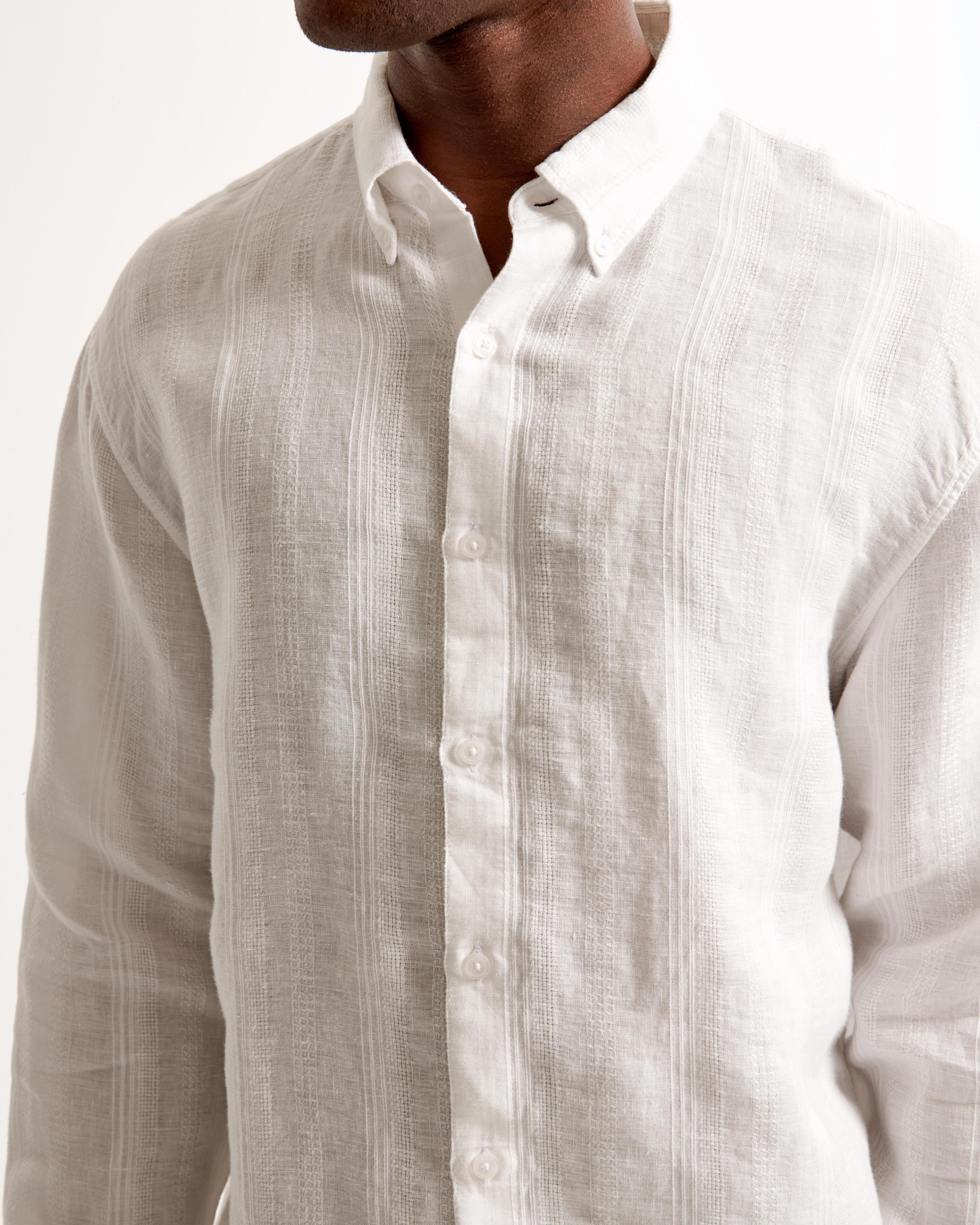 Summer Linen-Blend Button-Up Shirt Product Image