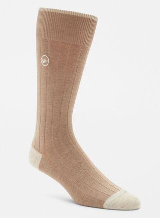 Peter Millar Mens Solid Rib Crew Sock | Color: Khaki Heather | Size: OS Product Image