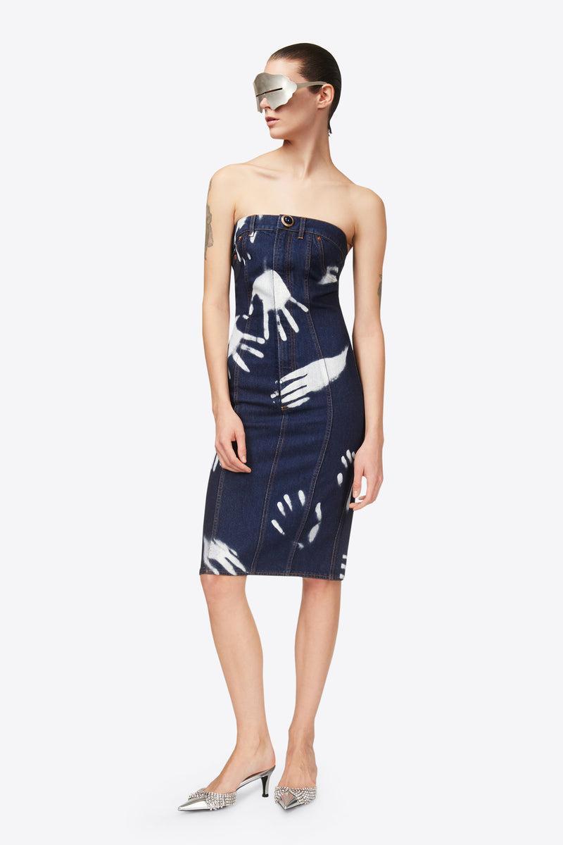 Handprint Strapless Midi Dress Product Image