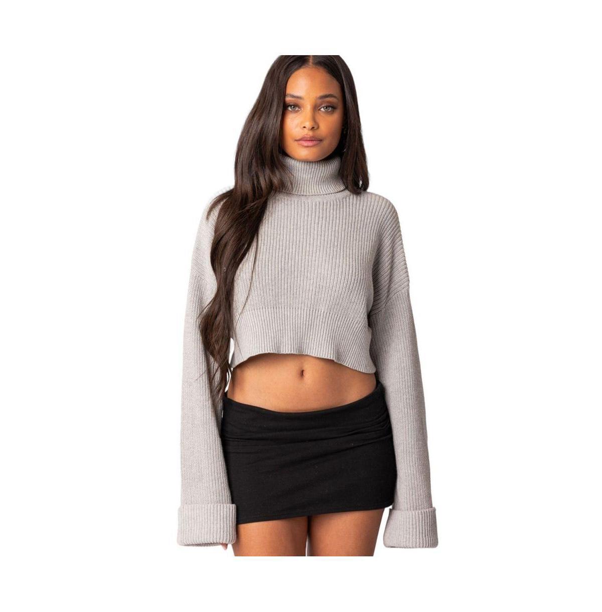 Edikted Oversized Turtle Neck Cropped Sweater Product Image