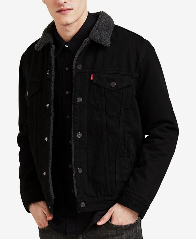 Men's Regular Fit Sherpa Canvas Trucker Jacket Product Image