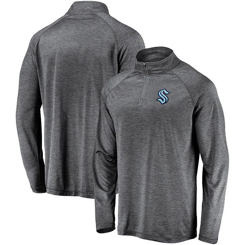 Mens Fanatics Branded Gray Seattle Kraken Synthetic Primary Logo Quarter-Zip Pullover Jacket Product Image